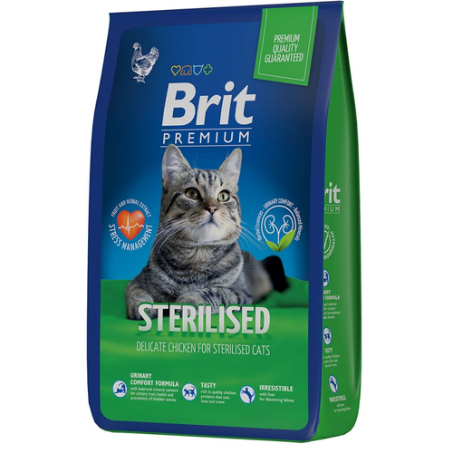 Brit Premium Cat Sterilised Chicken корм для стерилизованных кошек с курицей 8кг