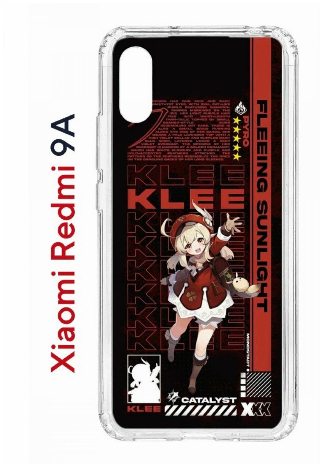 Чехол для Xiaomi Redmi 9A Kruche Print Klee Genshin, противоударный силиконовый бампер с рисунком, пластиковая накладка с защитой камеры