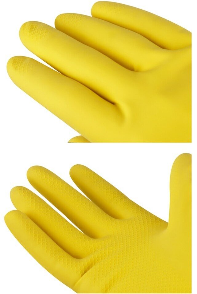 Перчатки хозяйственные резиновые, 3 пары, размер S, цвет желтый - фотография № 6