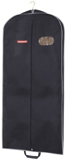 Чехол для одежды Hausmann объемный HM-701403AG с овальным окном ПВХ и ручками 60*140*10, черный