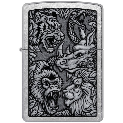 оригинальная бензиновая зажигалка zippo classic 48559 rick rietveld с покрытием street chrome рик ритвельд Оригинальная бензиновая зажигалка ZIPPO Classic 48567 Jungle Design с покрытием Street Chrome - Джунгли