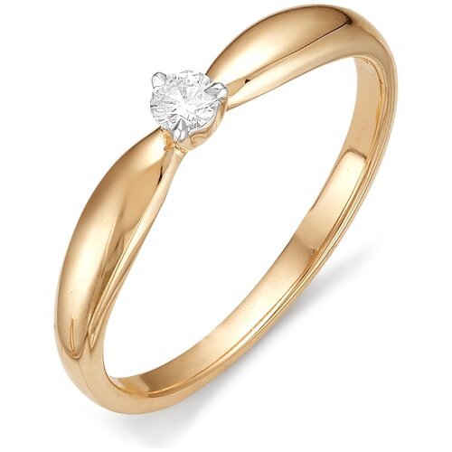 фото Алькор кольцо с бриллиантом из красного золота 11588-100, размер 18