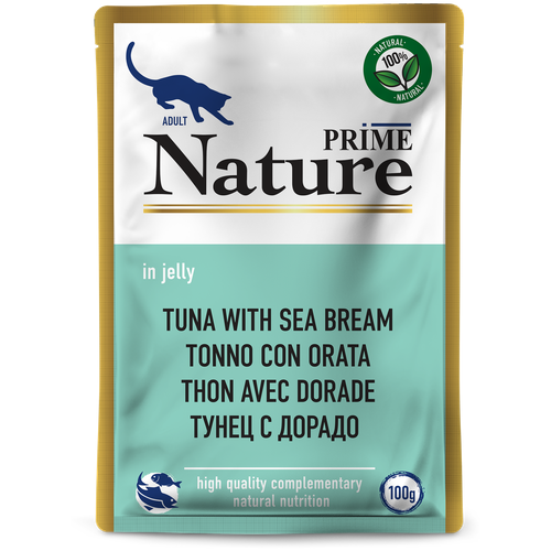 Упаковка Prime Nature 100гх24шт для кошек, тунец с дорадо в желе (пауч) тунец подкопчённый замороженный laks филе слайсы 200 г