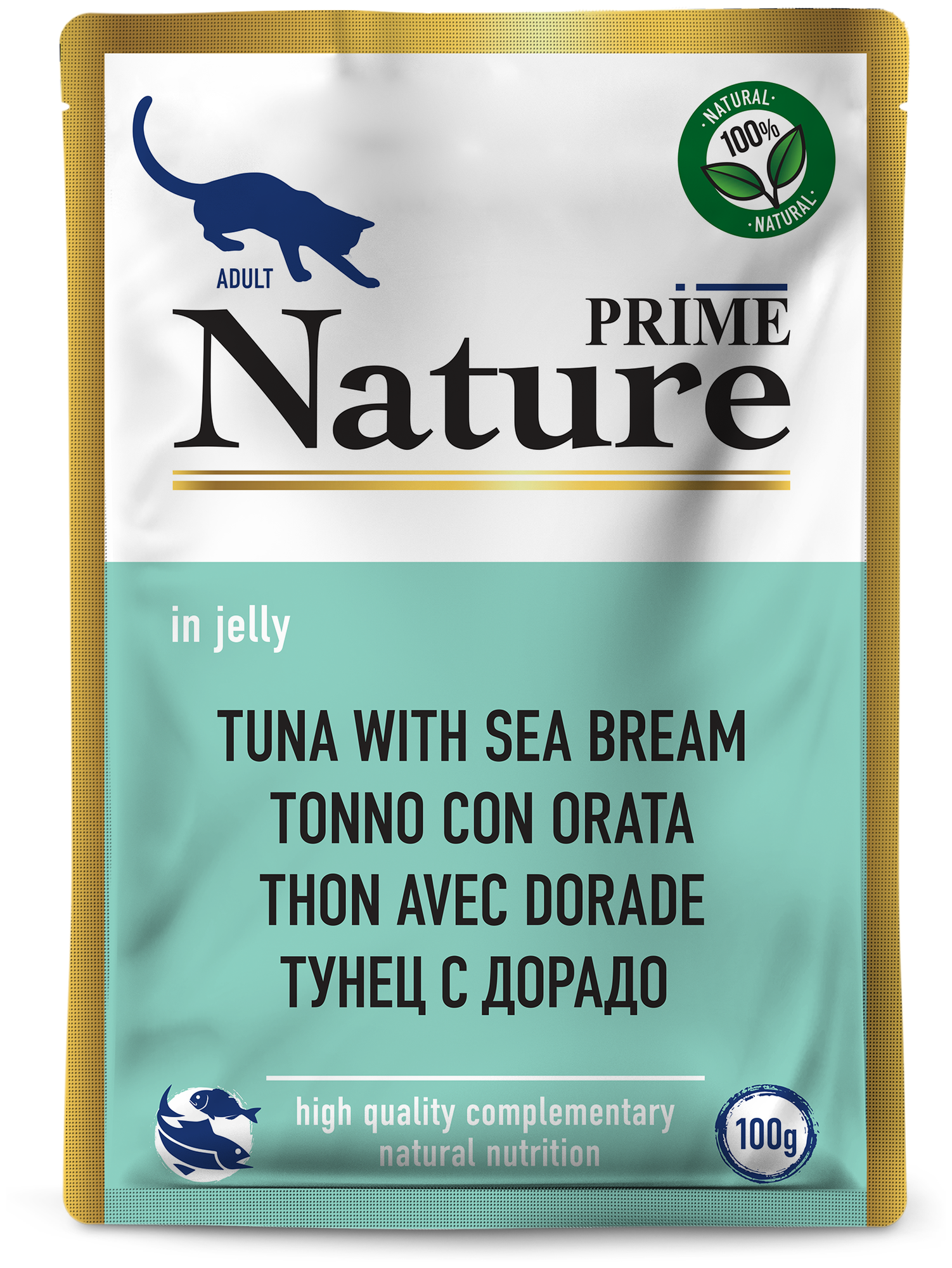 Паучи Prime Nature 100гх24шт для кошек, тунец с дорадо в желе - фотография № 1