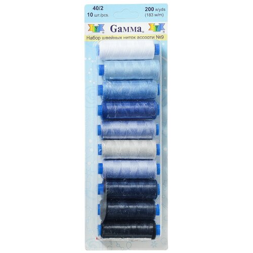 фото Gamma набор швейных нитей №09 40/2 200 ярдов 183 м х 10 шт.