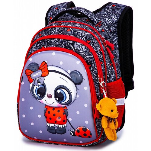 Школьный рюкзак с анатомической спинкой для девочки SkyName (СкайНейм) R2-182+ подарок брелок мишка