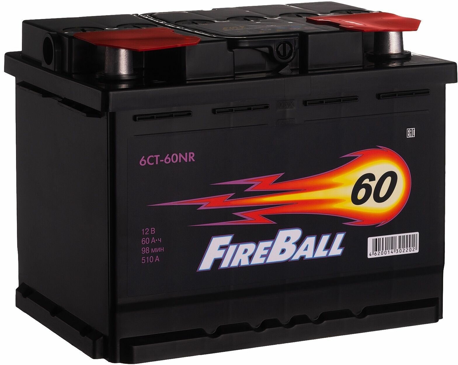 Автомобильный аккумулятор FIRE BALL 6ст- 60 (0) NR обратная полярность