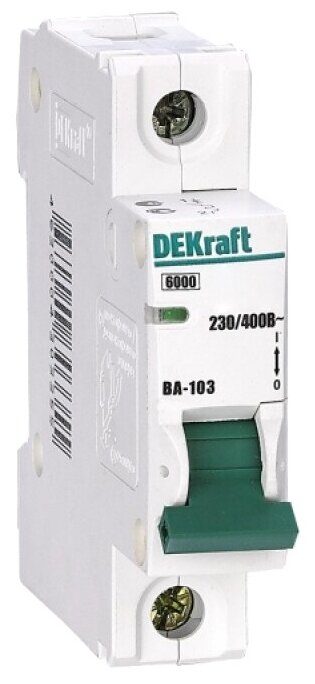 Автоматический выключатель DeKraft ВА-103 2А 1п однополюсный характеристика C 6кA (12050DEK) SE