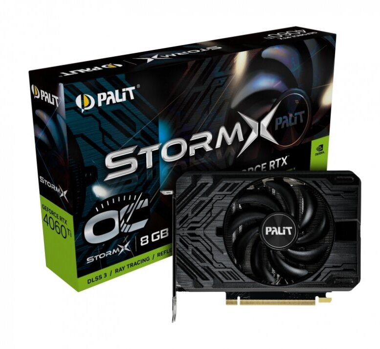 Видеокарта Palit nVidia GeForce RTX 4060 Ti StormX OC PCI-E 8192Mb GDDR6 128 Bit Retail NE6406TS19P1-1060F