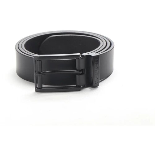 фото Ремень police натуральная кожа с металлической пряжкой 35мм. черный атласный хl
