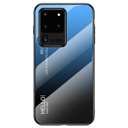 фото Чехол-бампер mypads для samsung galaxy a31 sm-a315 (2020) стеклянный из закаленного стекла с эффектом градиент зеркальный блестящий переливающийся синий