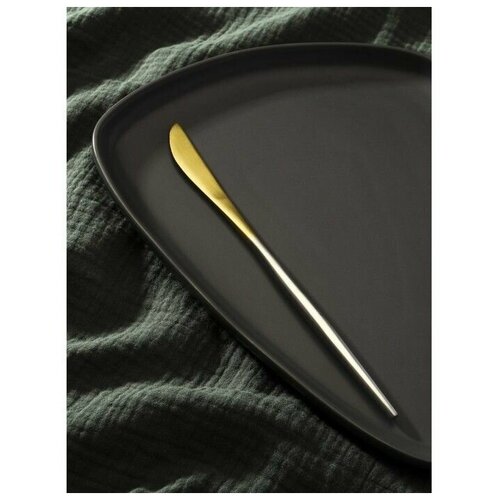 Нож столовый Фолк, h-22 см, цвет золотой, серебряная ручка