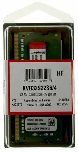 Kingston SODIMM 4GB 3200MHz DDR4 Non-ECC CL22 SR x16 - фото №6