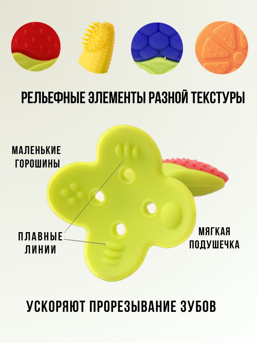 Прорезыватель для зубов клубника грызунок охлаждающий с ограничителем зубная щетка