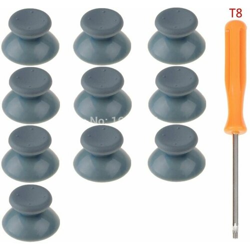Аналоговые стики - грибки на геймпад джойстик 10 штук отвертка torx T8 для 3D стиков Xbox 360 серые накладки 75000₽