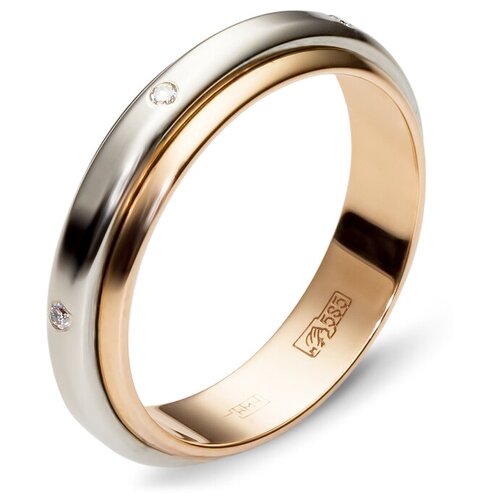 фото Эстет кольцо с 6 бриллиантами из комбинированного золота 01о660023, размер 21