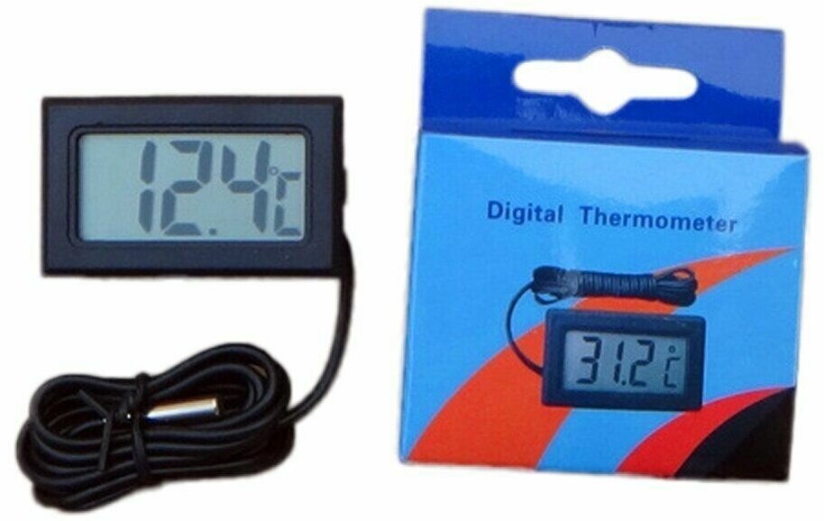 Цифровой электронный термометр от -50°C до +110°C, с водонепроницаемым гибким зондом длиной 1 метр