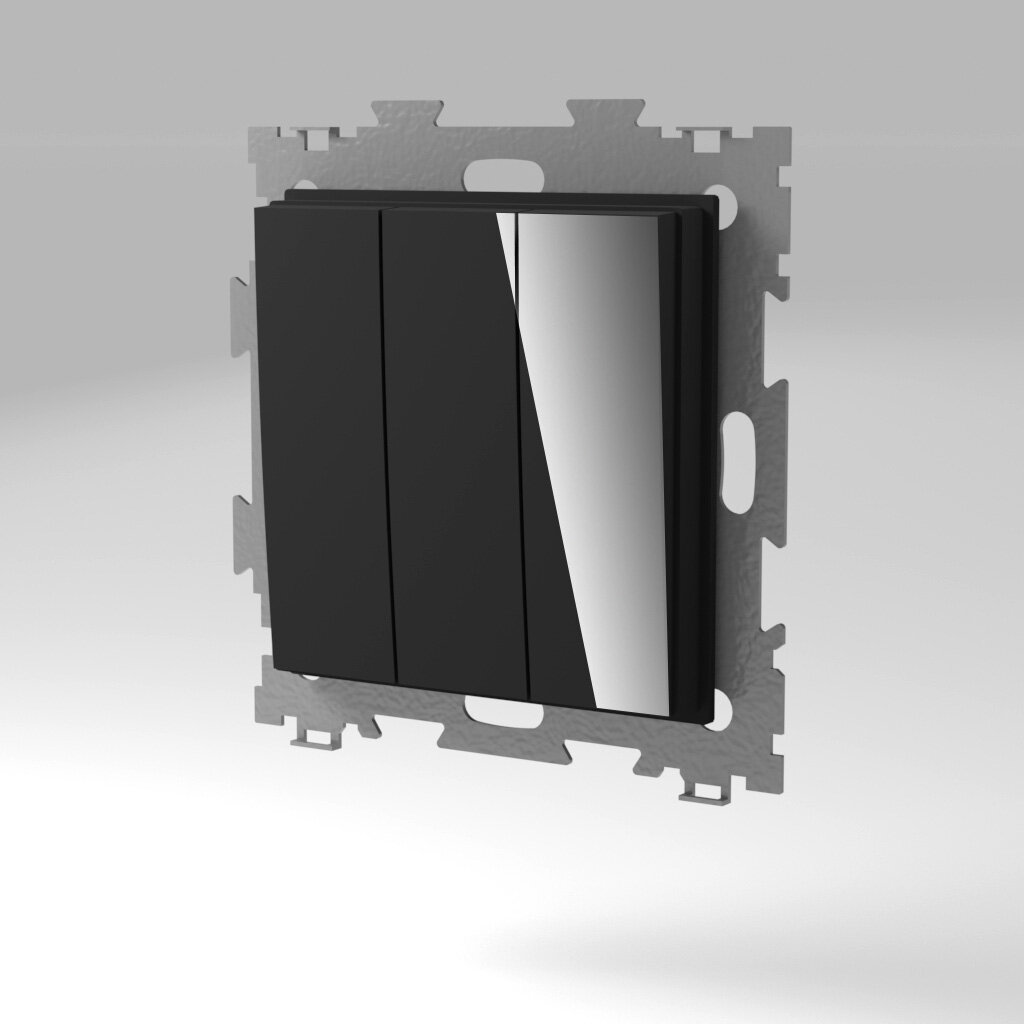 Выключатель трехклавишный черный CGSS Эстетика GL-W103-BCM