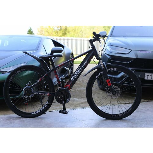 Велосипед подростковый Richiesto ТT10221s 26 Стальная рама Взрослый Подростковый спортивный черный с надписью 2290400₽