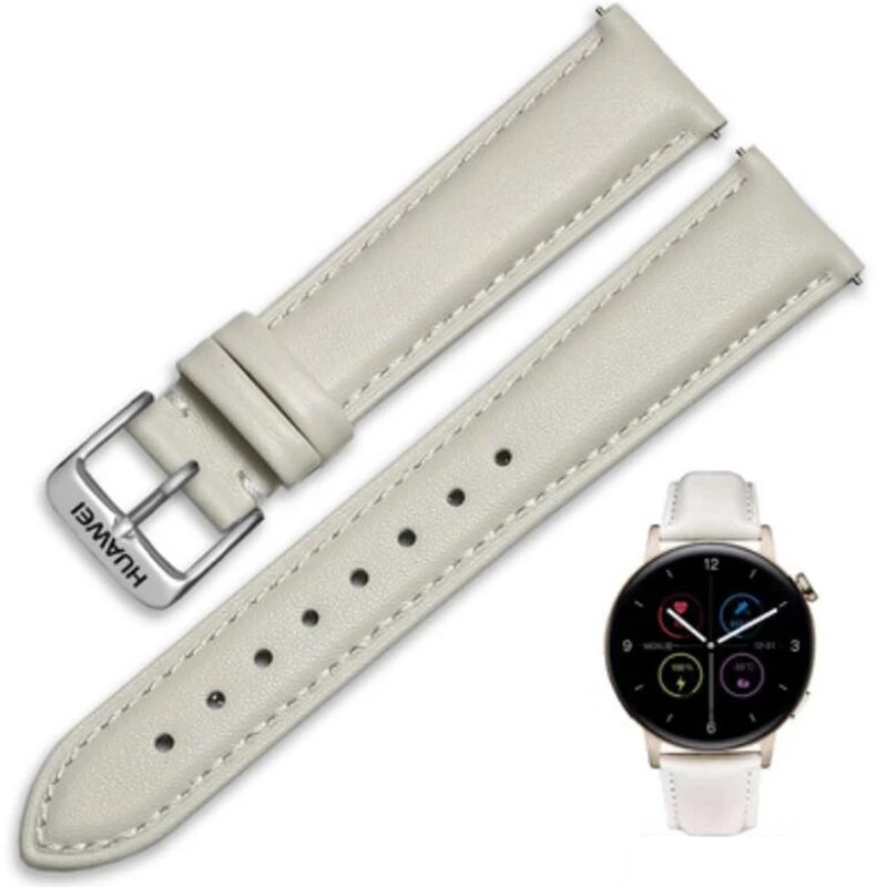 Кожаный ремешок для часов Huawei Watch 2 /Gt2 42 мм 46 мм, A3-Silver clasp, 20mm