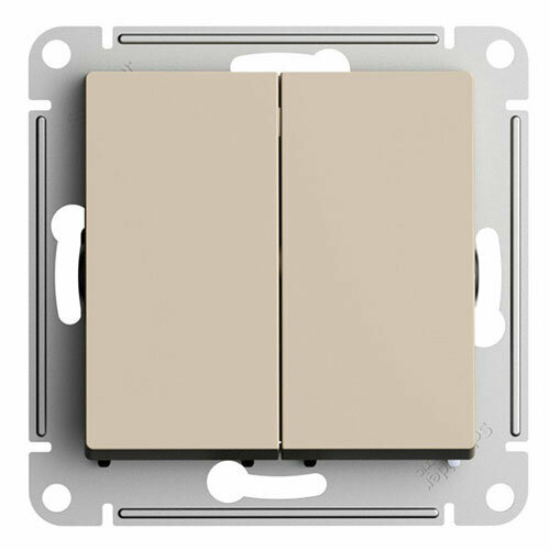 Systeme Electric Выключатель Кнопочный 2-клавишный Песочный AtlasDesign сх.2 10А механизм (ATN001217)