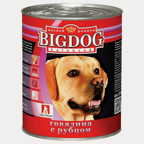 Изображение товара Зоогурман Big Dog влажный корм для взрослых собак средних и крупных пород, с говядиной и рубцом - 850 г x 6 шт