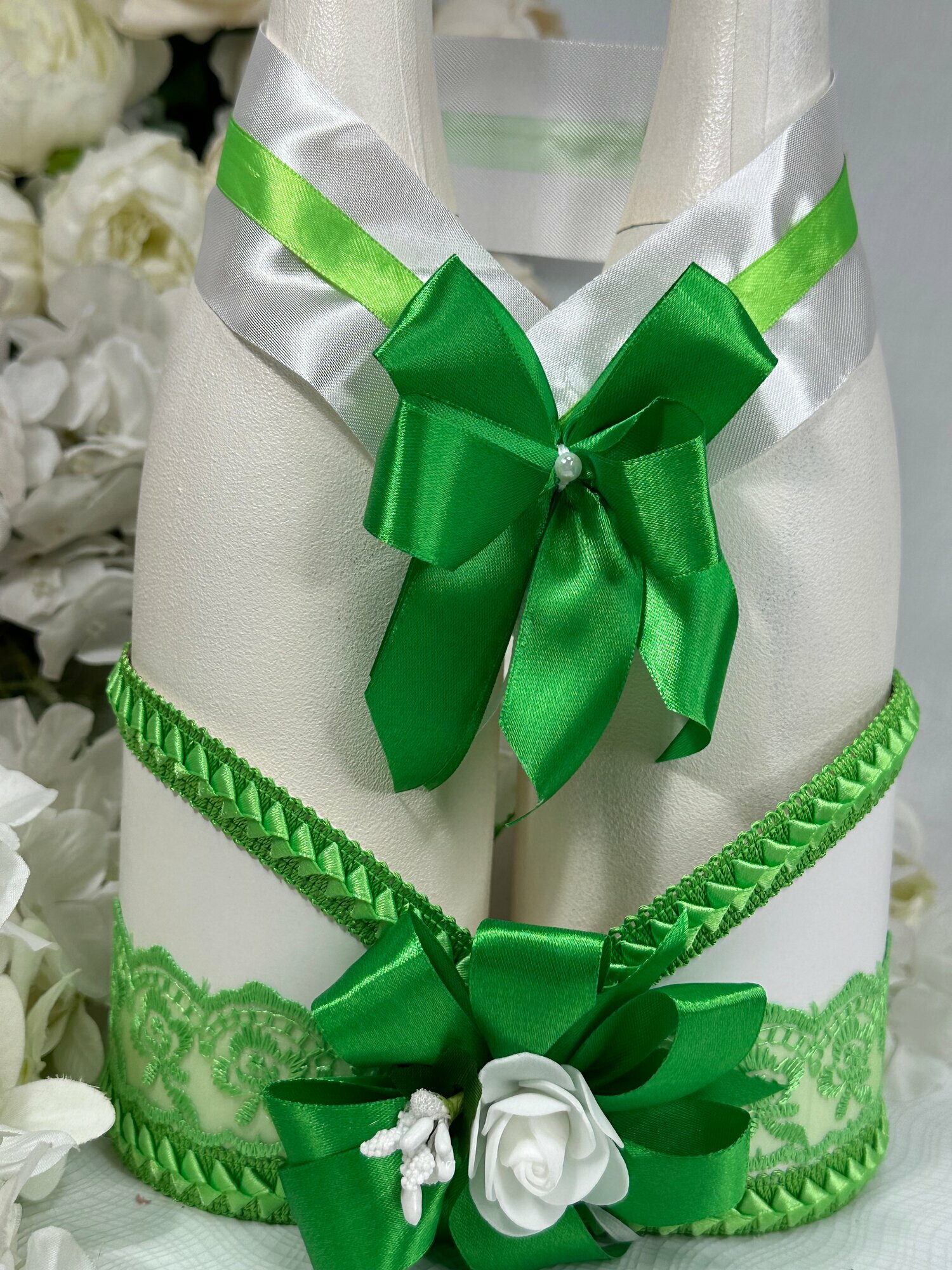 Украшение для шампанского Корзинка "Ажурная", зеленое яблоко