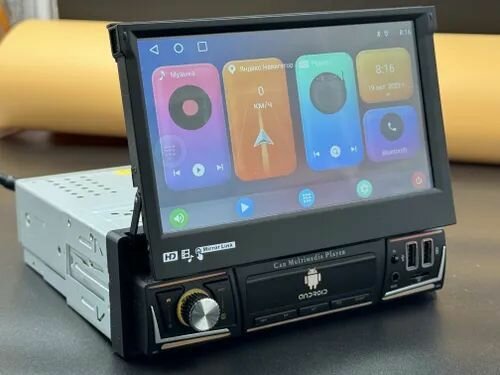 Автомагнитола 1 din Android с выдвижным экраном CarPlay