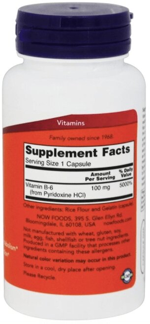 Картинки NOW Foods Vitamin B-6 100 мг 100 капсул