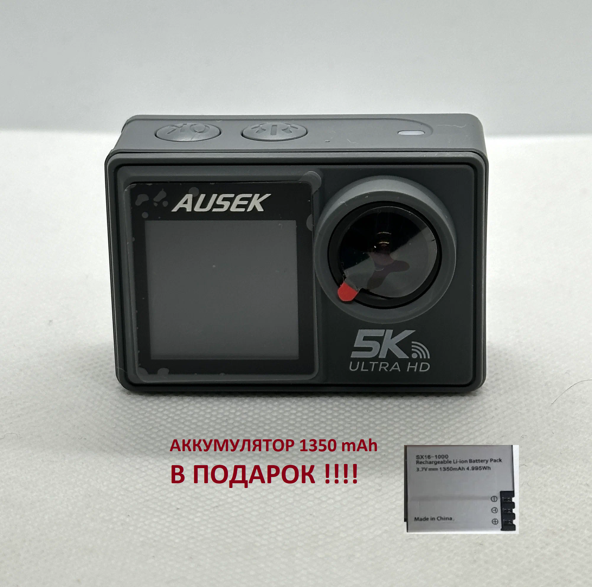 5K Экшен камера WiFi Action Sport Camera 2.0 дюйма экран двойной / аквакейс, слот micro sd/ набор креплений+аккумулятор в подарок