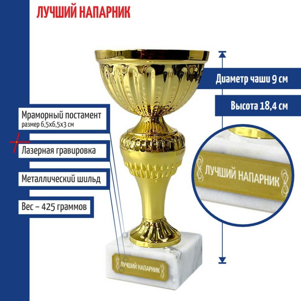 Подарки Кубок  Лучший напарник   18 4 см 