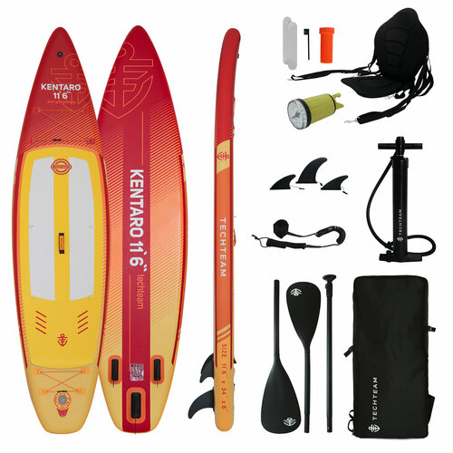 Сапборд TechTeam Kentaro 11.6' (350x86x15) красно-жёлтый надувной