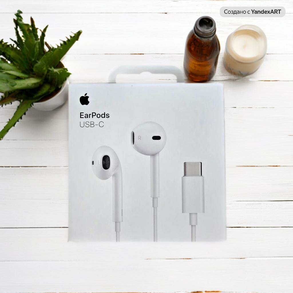 Оригинальные наушники Apple EarPods Type-c - белого цвета - проводные — фото 1