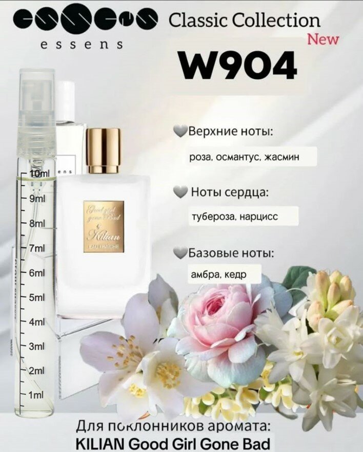 Номерные духи Essens w904 в стилистике KILIAN GOOD GIRL GONE BAD , для женщин ,10 мл формате