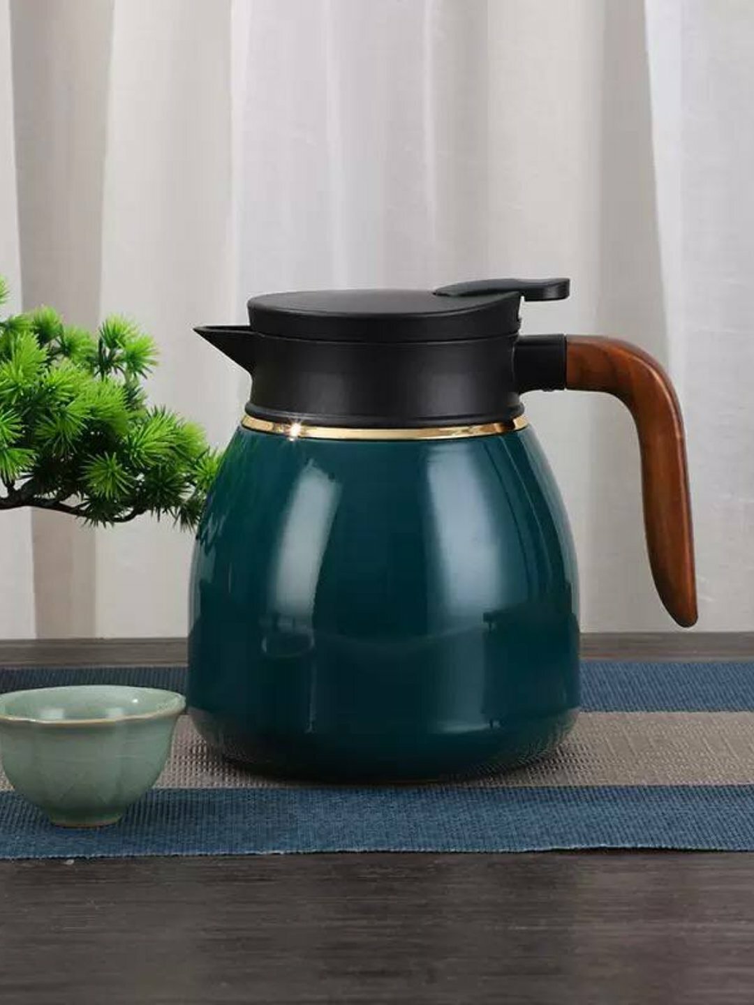 Чайник-термос с датчиком, из нержавеющей 316, дизайн, подходит для работы, отдыха и спорта 1,1 л зеленная