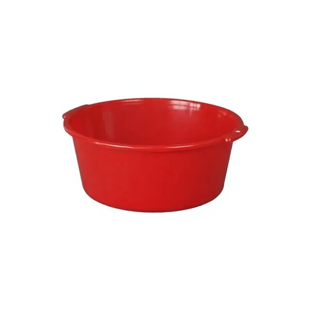 Таз круглый с ручками  8л  пластик  красный  удобный для уборки и стирки