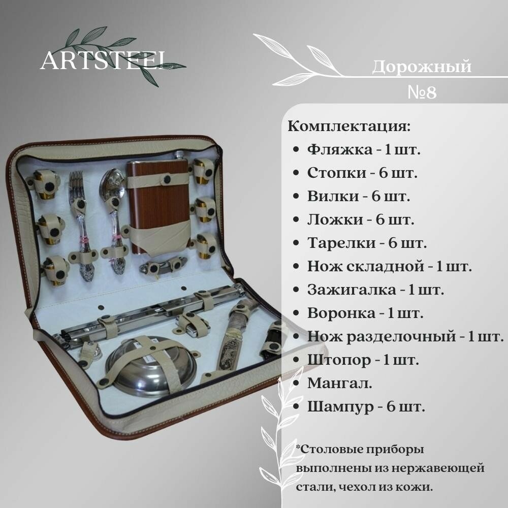 Набор походной туристической посуды для пикника Дорожный № 8, 36 предметов, Ворсма