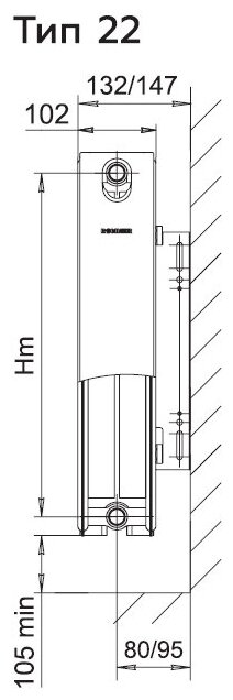 Радиатор сталь, 500х103 мм, 1200 мм, Rommer, Compact тип 22, панельный, RRS-2010-225120