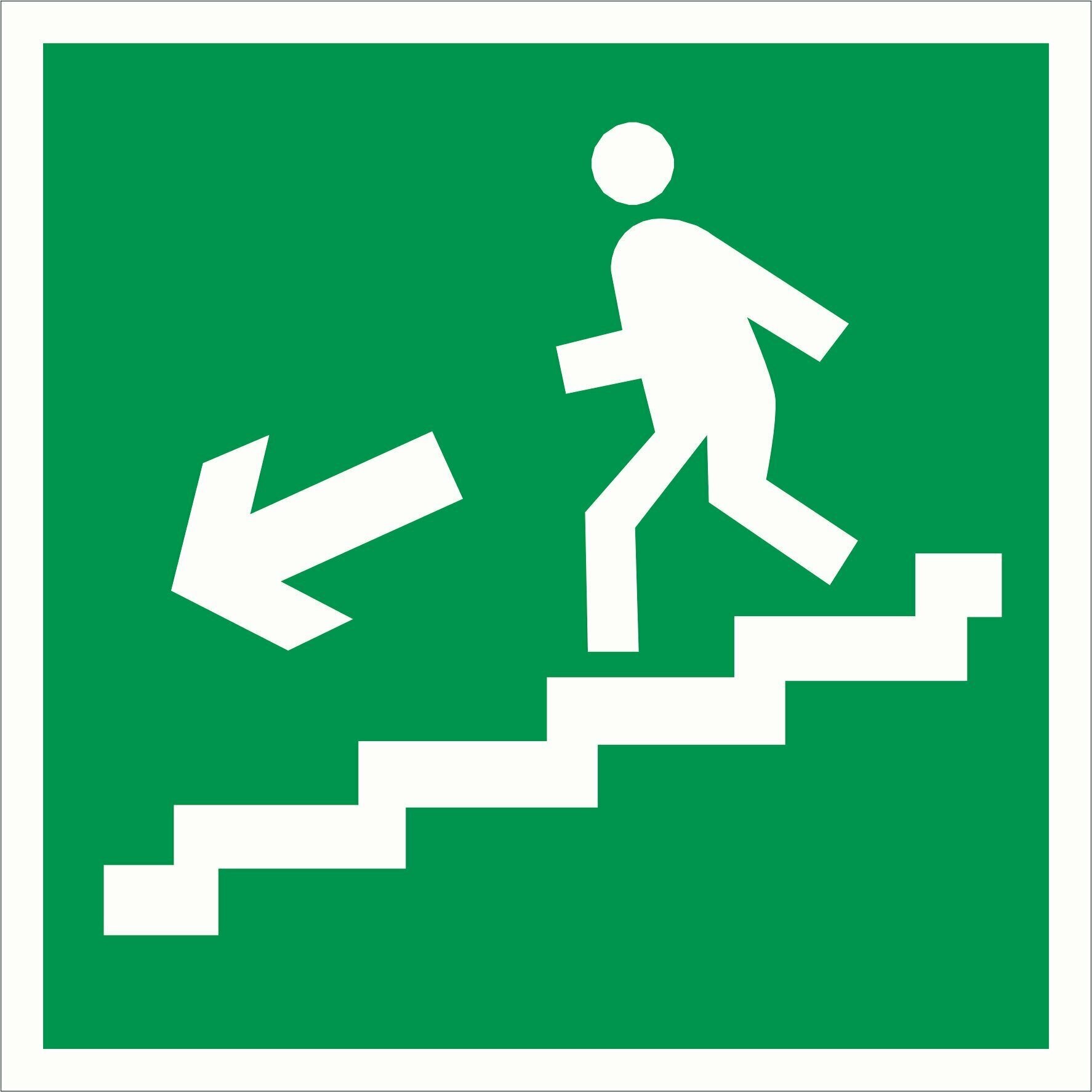 Наклейка "Направление к эвакуационному выходу по лестнице вниз" E14, 15х15 см