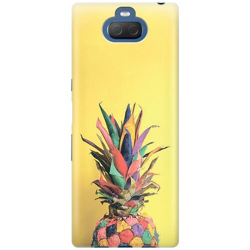 фото Ультратонкий силиконовый чехол-накладка для sony xperia 10 с принтом "ананас на желтом" gosso