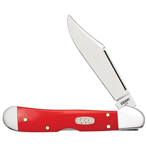 Нож перочинный ZIPPO Red Synthetic Smooth Mini Copperlock, 92 мм, красный + зажигалка ZIPPO 207