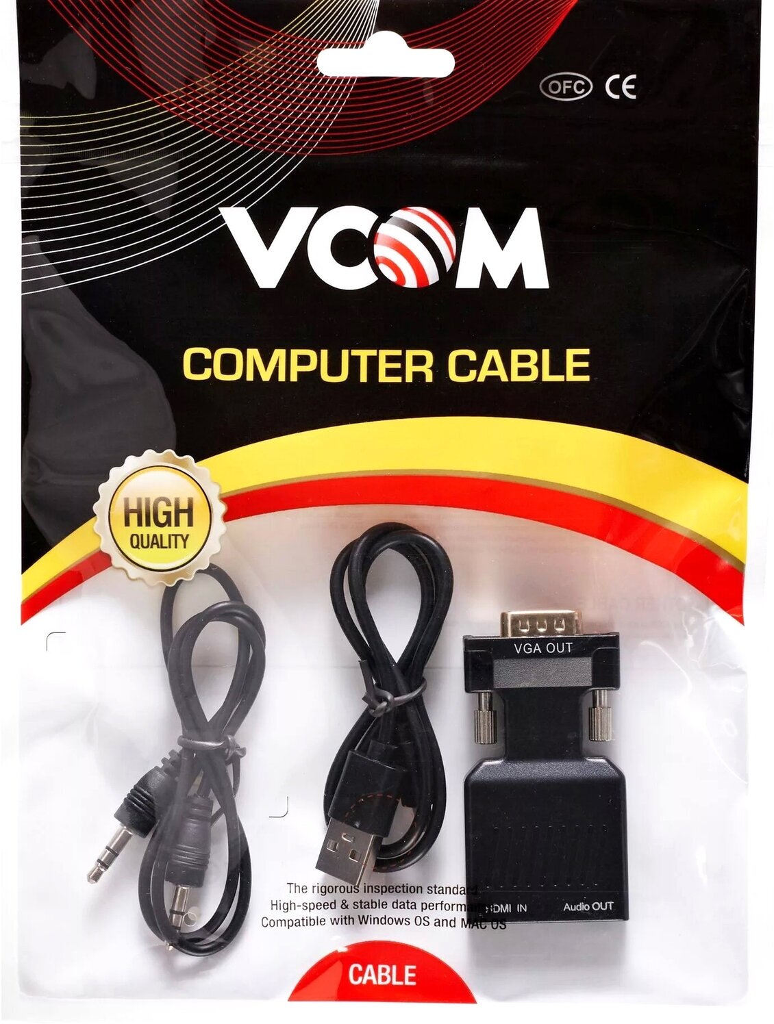 Переходник HDMI(F) --> VGA(M)+audio,1080*60Hz, VCOM <CA336A> Переходник VCOM HDMI F/VGA M+mini jack 3.5 mm M (CA336A) - фото №10