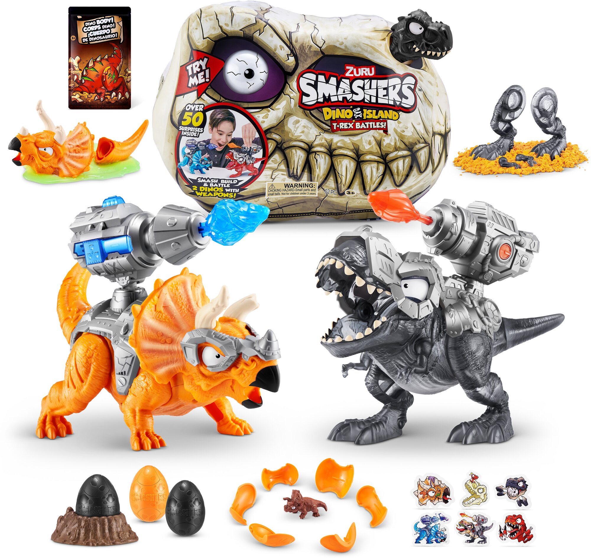 Игровой набор ZURU SMASHERS Dino Island T-Rex Battles, Битва тираннозавров, игрушки для мальчиков, 74102 - фото №14