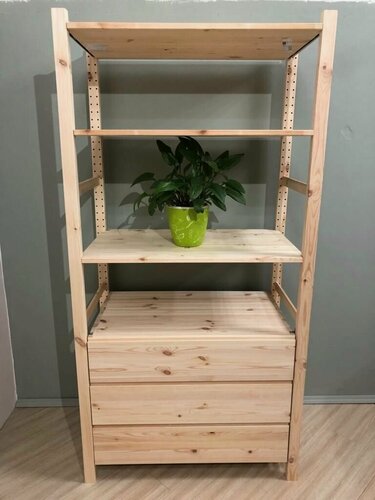 Изображение товара Стеллаж деревянный с полками и комодом IKEA Ivar (высота 179 см, ширина 89 см, глубина 50 см) Икеа Ивар