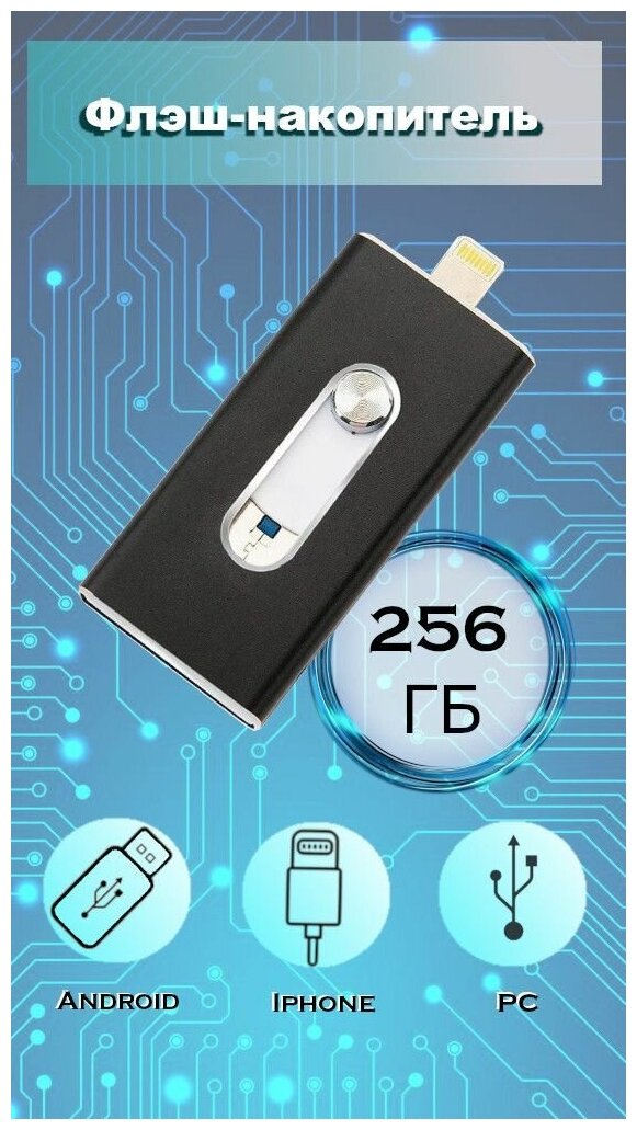 Флешка для iPhone FLASH DRIVE DUAL STORAGE FOR IOS & PC 256 гб