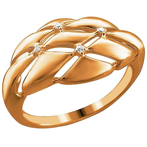 фото Эстет кольцо с 4 фианитами из красного золота 01к1113245, размер 17.5