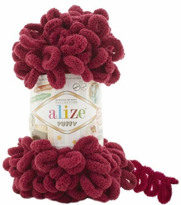 Пряжа Alize Puffy 100 г 9,2 м (100% микрополиэстер) 1 шт, цвет 107 вишня