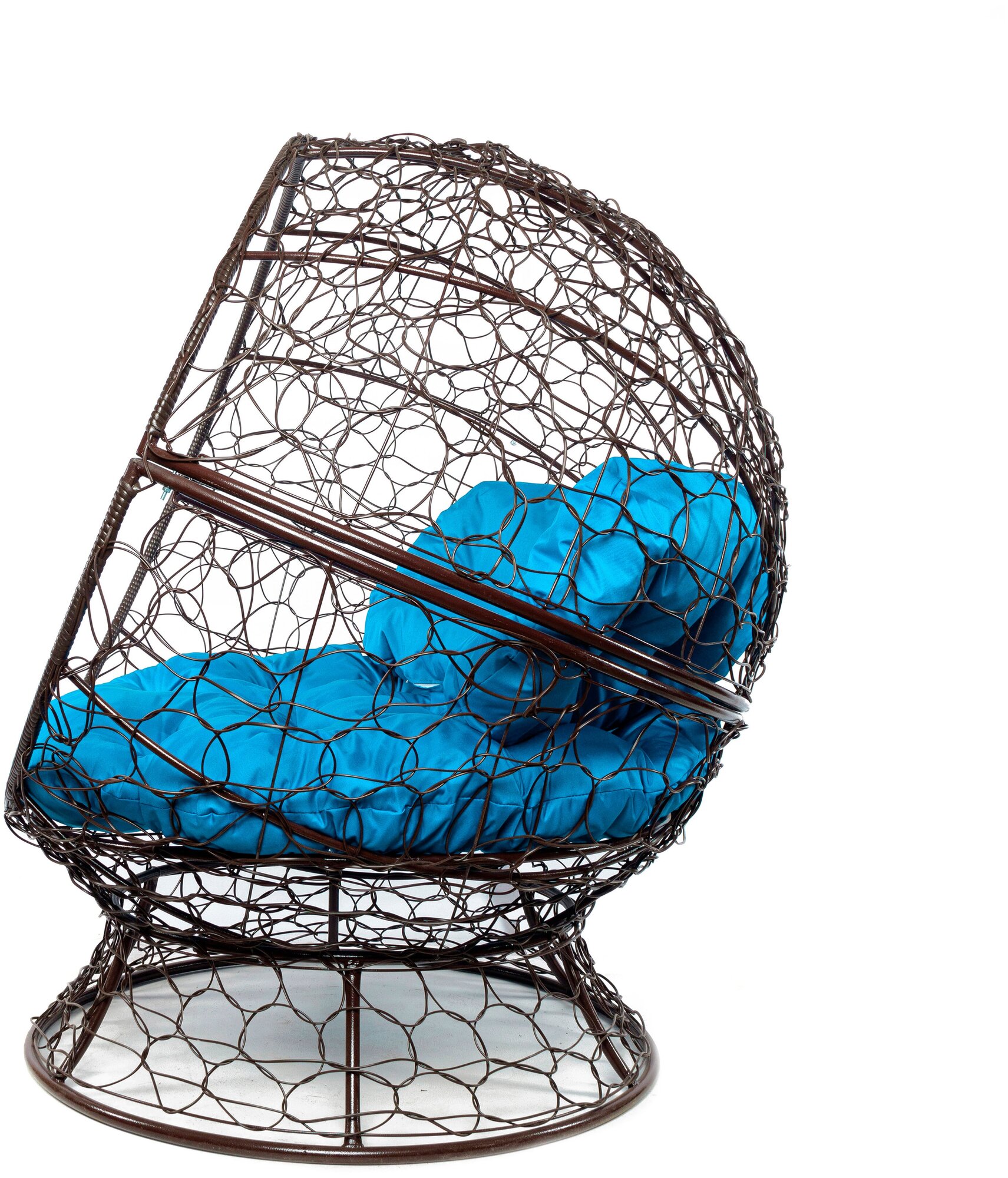 Кресло коричневое M-Group Апельсин ротанг, 11520203 голубая подушка - фотография № 5