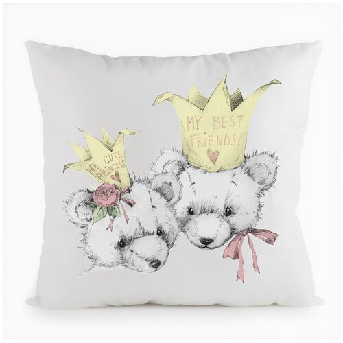 фото Подушка белая coolpodarok графика. два медведя,белая