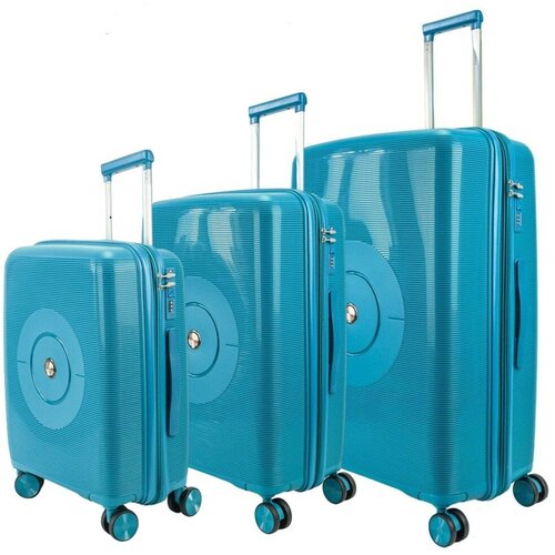 фото Умный чемодан ambassador, 3 шт., полипропилен, износостойкий, увеличение объема, рифленая поверхность, опорные ножки на боковой стенке, 135 л, размер s/m/l, мультиколор